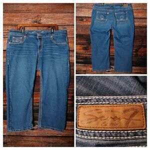 Seven 7 Capri Jeans Plus Size 18 Luxe Embroidered Blue Denim Stretch